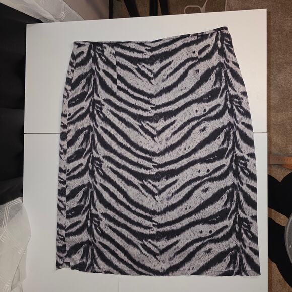 Girlfriend Italian Silk Zebra Skirt 90s Y2K Sequin Pencil Midi - Picture 5 of 11